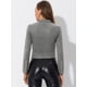 thumbnail image 4 of Chaqueta de gamuza Sintética Allegra K Cuello alto Cremallera Gris S, 4 of 5