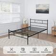 thumbnail image 2 of Twin Bed Frames with Headboard, Upholstered Platform Bed with Wood Slats 800 lbs Support , Noise Free, No Box Spring Needed, Dark Grey, 2 of 9