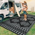 thumbnail image 3 of EcoSummer 9x18 Waterproof Outdoor Rug, Geometric Print Washable Patio Carpet, Foldable for Deck Balcony Camping, 3 of 9