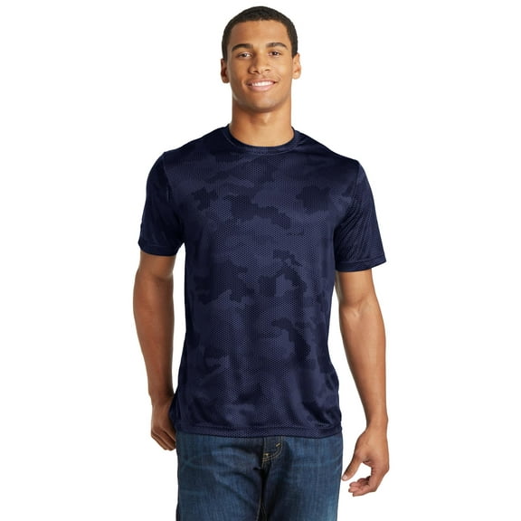 Sport Tek Adult Male Men CamoHex Short Sleeves T-Shirt True Navy Medium