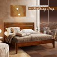 Acacia Emery Bed Frame with Headboard Solid Wood Platform Bed, King