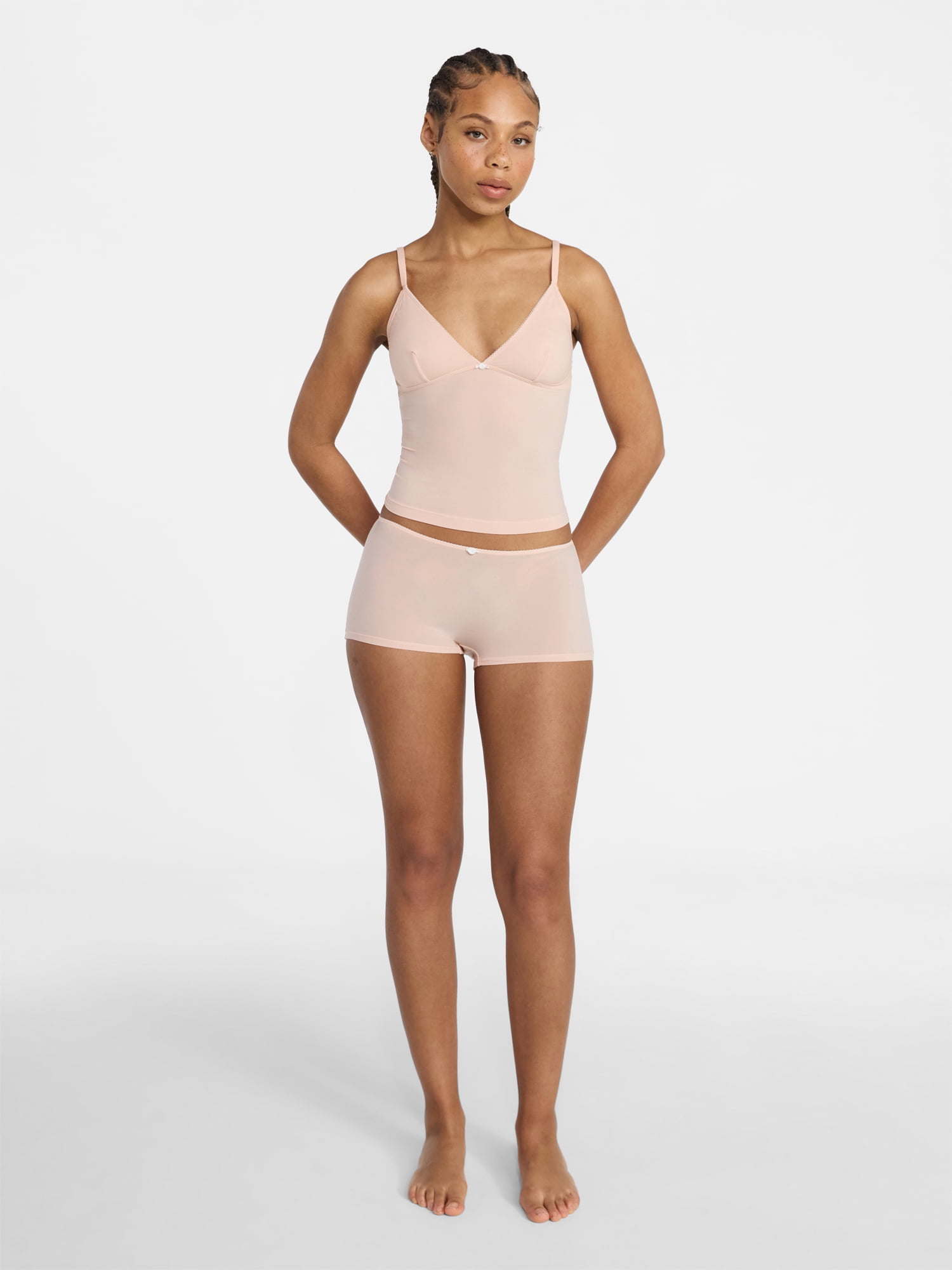 No Boundaries Fit Stretch Picot Trim Cami and Shorts Pajama Set, 2-Piece, Women's XS-XXXL