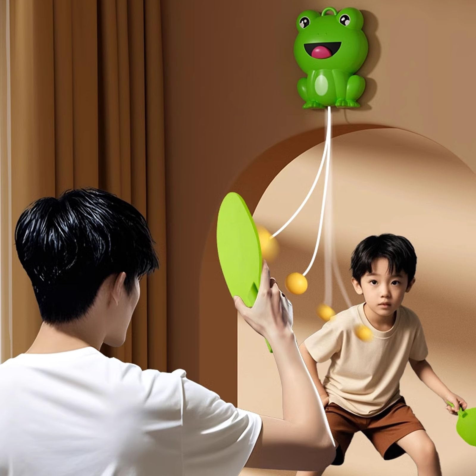 Hanging Table Tennis Trainer Portable Set, 1 Pcs Trainer 6 Balls Door Pong Game for Kids with Racket and Balls, Adjustable Hanging Table Tennis Trainer
