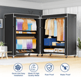 thumbnail image 3 of P8C Heavy Duty Clothes Rack（With Extended Width Design） Rolling Clothing Racks for Hanging Clothes with Lockable Wheels，51.2"W x 15.8"D x 80.5"H，Max Load 700LBS，Black Rack with Black Cover, 3 of 7
