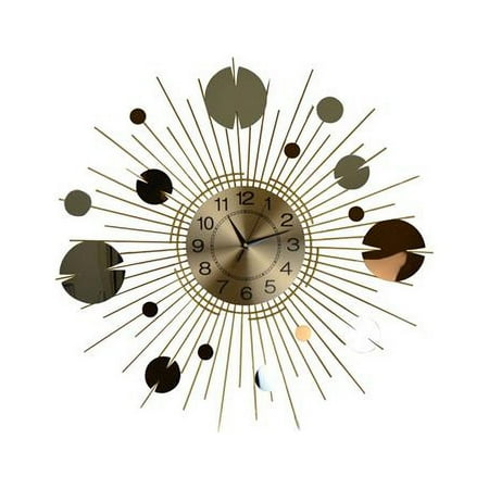 Three Star Import & Export YC1160 27 in. Round Gold Wall Clock with Copper & Silver Circles