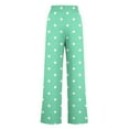 thumbnail image 3 of ClodeEU Women's Polka Dot Wide Leg Pants, Casual Printed Loose Fit Drawstring Trousers Mint Green,Womens Plus L, 3 of 4