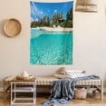 thumbnail image 2 of Colorful Tapestry, Tropical White Sand Beach at Caribbean Virgin Gorda Island Image, Wall Hanging for Bedroom Living Room Dorm Decor, 40W X 60L Inches, Cobalt Blue Aqua and Emerald, by Ambesonne, 2 of 5