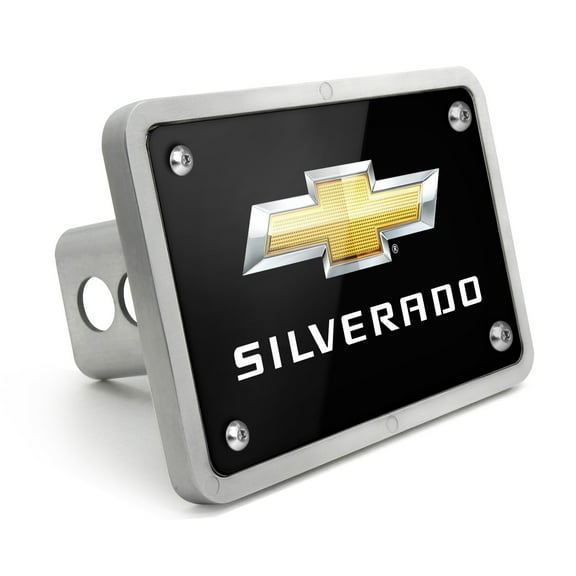 Chevrolet Silverado UV Graphic Black Billet Aluminum 2 inch Tow Hitch Cover