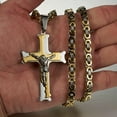 thumbnail image 3 of EOEMY Womens Mens Stainless Steel Crucifix Cross Pendant Necklace Byzantine Chain 22"-Default, 3 of 5