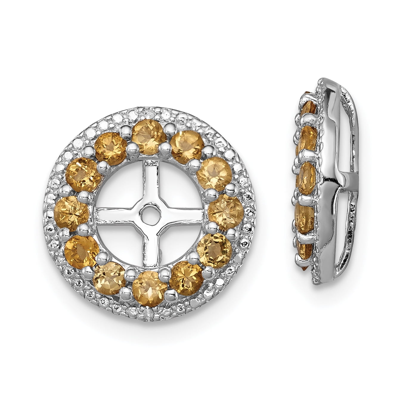 Elizabeth Jewelry Simulated Citrine & Diamond Heart MOM Ring .925 Sterling Silver Rhodium Finish Elizabeth Jewelry Simulated Citrine & Diamond Heart MOM Ring .925 Sterling Silver Rhodium Finish