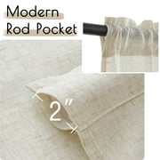 Curtainking Print Rod Pocket Curtains, Crude Linen Textured Cafe Curtains, for Kitchen 26 x 36 2 Panels, Crude