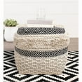 thumbnail image 7 of Pasargad Home PPF-623 Pasargad Home Grandcanyon Cubic Design Cotton Pouf, Ivory/Black, 7 of 7