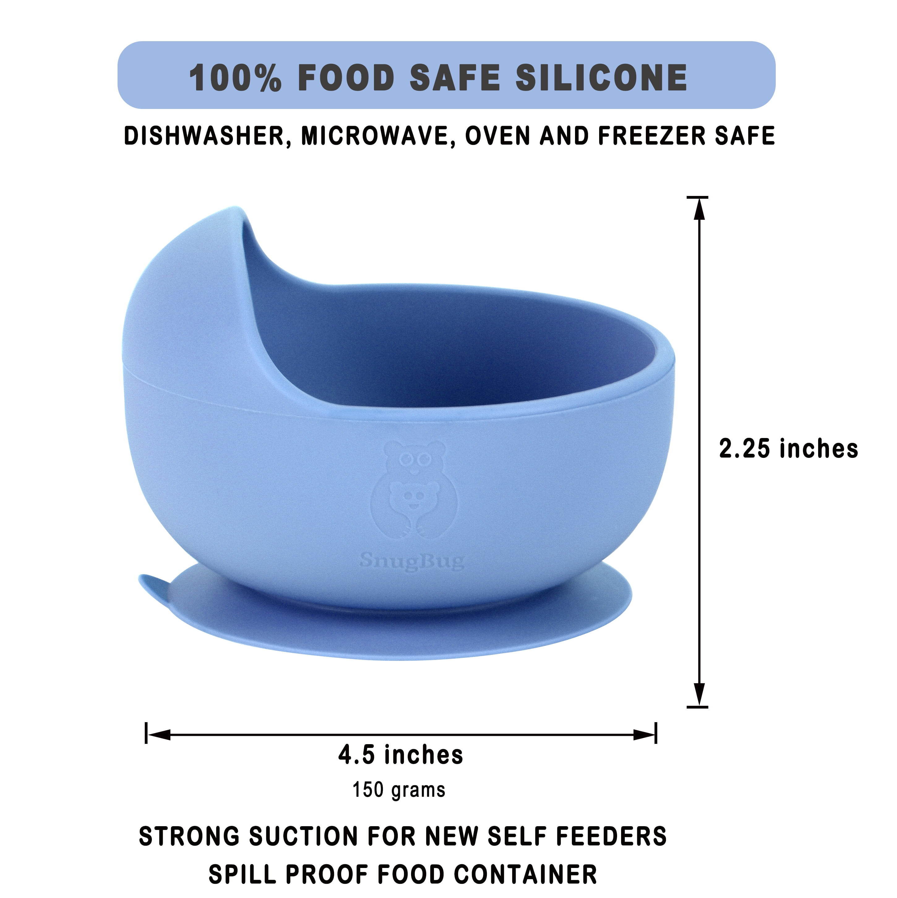 SnugBug Baby Led Weaning Supplies: Silicone Baby Spoons | Sippy Cup | Suction Plates | Baby Bowl | Baby Bib | Teething Toy