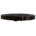 thumbnail image 3 of 1 1/2" Cowhide Black Three Row Punk Rock Star Distressed Studded Leather Jean Belt, 3 of 6