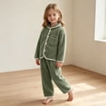 thumbnail image 7 of Asxite Toddler Fall Outfits Solid Fleece Lapel Top Straight Leg Pants Casual Loose Breathable 2 Piece Set, 7 of 7