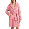 thumbnail image 2 of Naittoop Womens Twist Fleece Robe with Hood Soft Cozy Winter Warm Plush Bathrobe After Spa Shower Fall Belted Fuzzy Bath Robe, 2 of 5