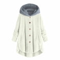 thumbnail image 3 of Ogiraw Womens Tops Coats for Women Long Sweaters for Women Women Plus Size Button Tops Hooded Loose Cardigan Wool Coat Winter Jacket Beige, 3 of 5