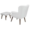 thumbnail image 3 of Upholstered Wingback Chair with Ottoman in White LeatherSoft, 3 of 4