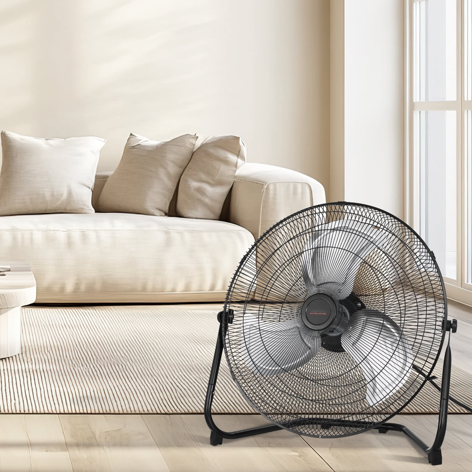 KFFKFF Ground Fan, Trio Speeds Intense Force 18 Inch Commercial Fan, 4000 CFM 360° Flexible Orientation 19.69 ft/sec Wind Movement Large Metallic Fan, Suitable for Residence, Fitness Center