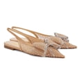 thumbnail image 2 of XYD Women Layered Bowknot Crystal Studs Flats Pointed Toe Elastic Slingback Shoes Gorgeous Prom Bridal Sandals Size 9 Nude, 2 of 4