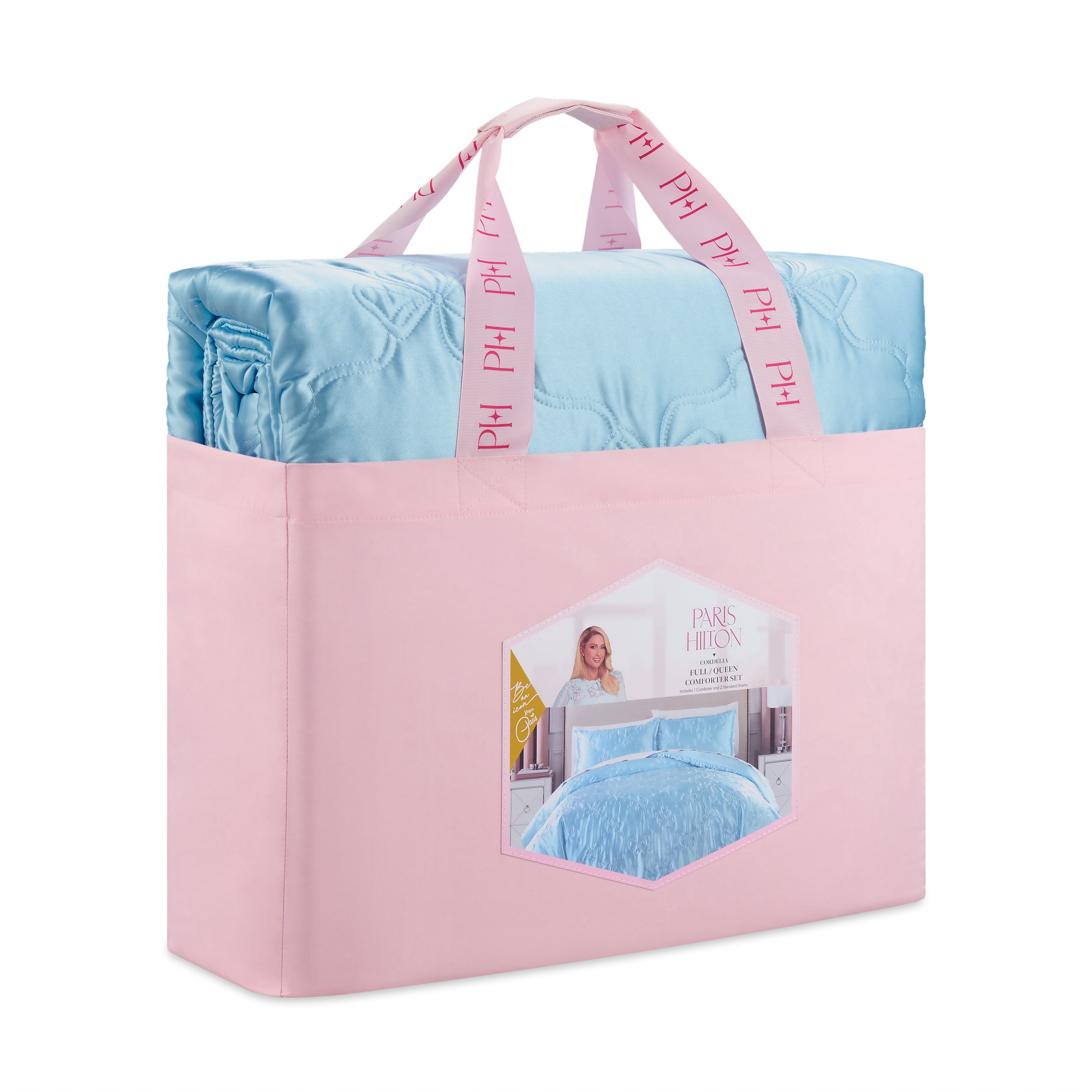 Paris Hilton 2-Piece Cordelia Satin Blue Comforter Set, Twin/Twin XL