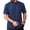 Navy, variant on Mens Summer Linen Shirts Casual Short Sleeve Button Down Shirt Classic Fit Lightweight Collarless Beach Shirts Stylish Tops White L