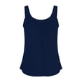 thumbnail image 6 of Summer Tank Tops for Women Loose Fit Pleated Sleeveless Top Square Neck Camisole Tank Tops with Built in Bra Basic Shirts Curved Hem Flowy Cute Beach Vacation Outfits Dark Blue XL, 6 of 9