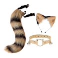 thumbnail image 2 of Faux Fur Cat Ears and Tail Set Costume Up Tails Fancy Dress Gift for Stage Shows Black Yellow, 2 of 9