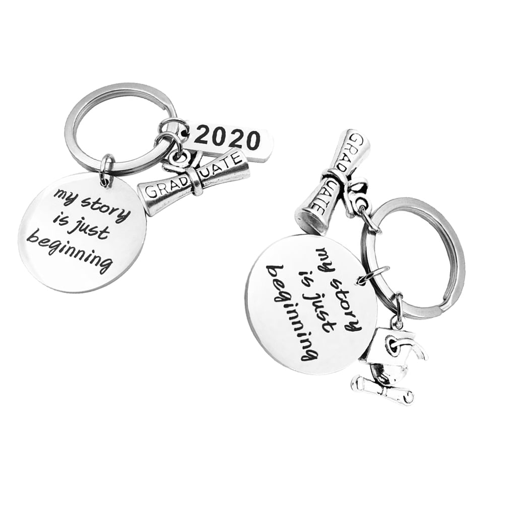 2020 Graduation Gift Keychain Letter Printing Key Holder Heart Pendant Key Rings 