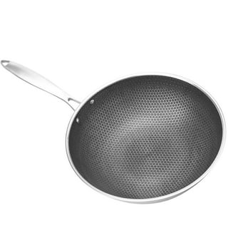  CATHYLIN 12.5 Stainless Steel Honeycomb Non Stick Wok Pan  Stir-fry Wok with Lid,Skillet with Stay-cool Handle PFOA Free Suitable for  Induction, Ceramic, Electric, and Gas Cooktops: Home & Kitchen