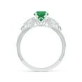 thumbnail image 2 of ANGARA Natural Aeon Emerald & Diamond Three Stone Engagement Ring with Milgrain in 14K White Gold for Women (Size-6mm) | May Birthstone, Anniversary, Jewelry Gift for Women | Natural Emerald Ring, 2 of 9
