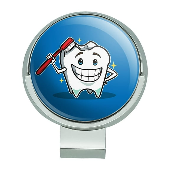 Happy Tooth Toothbrush Dentist Golf Hat Clip With Magnetic Ball Marker