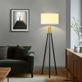 thumbnail image 3 of Brightech Levi 61" Antique Brass Mid-Century Modern 1-Light LED Super Bright Floor Lamp with White Fabric Drum Shade, 3 of 12