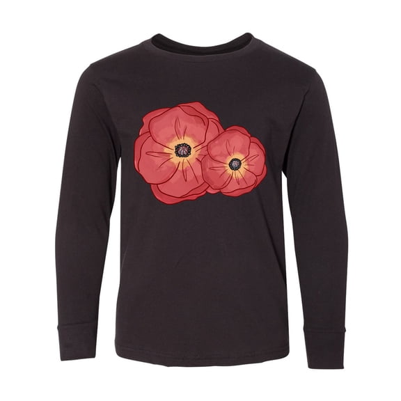 Inktastic Red Poppy Flowers Long Sleeve Youth T-Shirt