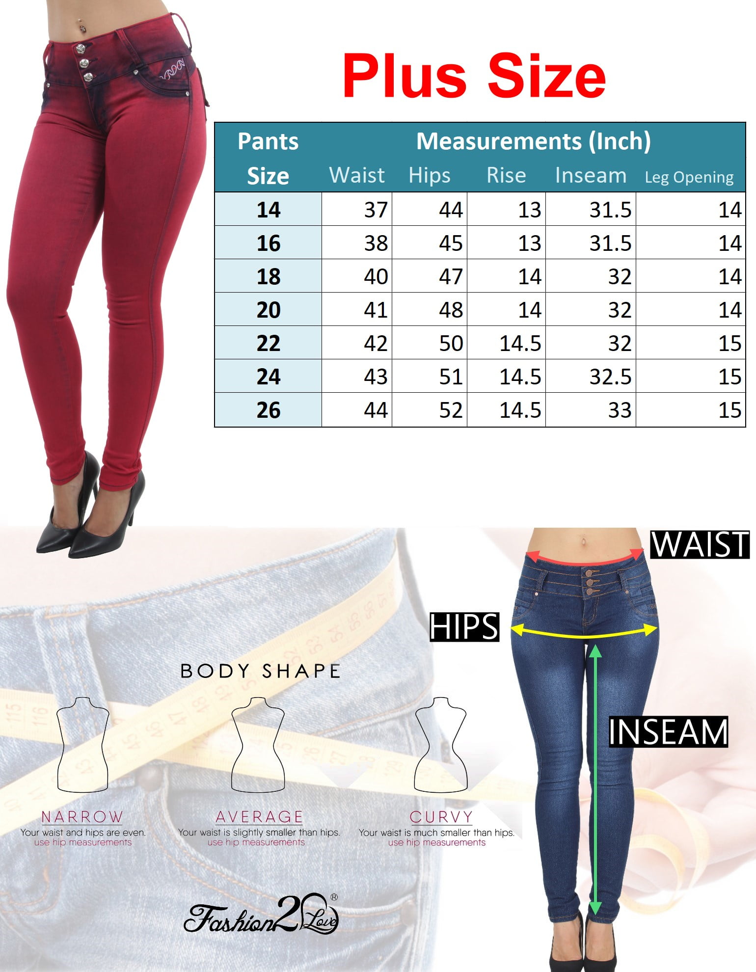 44 inch waist pants size
