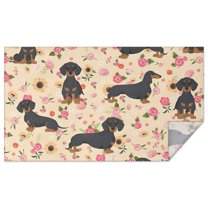 Dachshund and Flower Rectangle Tablecloth 60"x102",Waterproof Polyester Rectangle Table Cloth, Wipeable Spillproof Polyester Tablecloth for Dining, Camping, Indoor and Outdoor