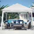 thumbnail image 3 of Ainfox 11x11 ft Outdoor Patio Pop Up Canopy Gazebo with Heavy Duty Frame, Mosquito Netting & UV Protection,White, 3 of 10