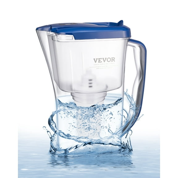 VEVOR Water Filter Pitcher, 9 Cup 5-stage Water Filter Dispenser, Fast Filtration System with Filter Change Indicator, No BPA, Lasts 3 Months or 40 Gallons, Reduces Limescale, Lead, Chlorine, Odors