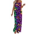 thumbnail image 5 of Feancey Sales Today Womens Mardi Gras Party Jumpsuits Carnival Themed Sequin Printed Bib Overalls Sleevelss Shoulder Strap Wide Leg Rompers Parade Jumpsuit with Pockets Multicolor M, 5 of 8