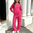 thumbnail image 5 of Glisme Girls Outfit Set Solid Color Zip Long Sleeve Hooded Tops With Pocket Pants Outfit Comfortable Girls Set Size 7-8 Years Pink, 5 of 5