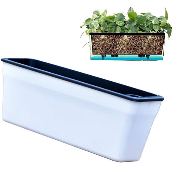 Rectangular Self Watering Planter Box for Indoor Plants, 44.9cm Window Box with Drainage, Modern Decorative Flower Pot for Balcony Windowsill Herbs Home Garden Gifts