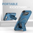 thumbnail image 5 of Magnetic Case for iPhone 16e with Stand, Mag-Safe Compatible, with Kickstand & Lanyard Strap, Military Drop Protection Camera and Screen Guard Rugged Phone Cover for iPhone 16e, Darkblue, 5 of 9