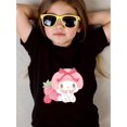 thumbnail image 1 of T-Shirts à Manches Courtes pour Filles Hello Kitty & Friends Tee Graphique pour Filles - Design Fraise Mignon avec Nœud, Col Rond, Manches Courtes, Coupe Régulière, Mélange de Polyester Doux, Lavable en Machine - Parfait Casua, 1 of 6