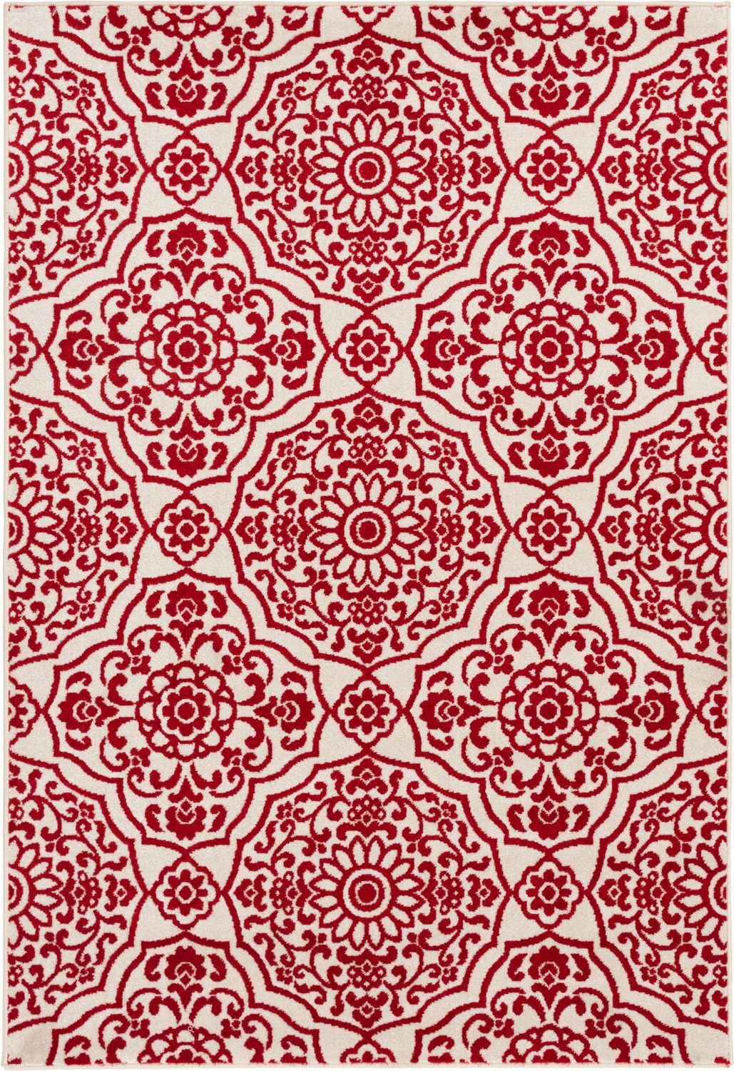 Tropiana Cream and Red Woven Area Rug