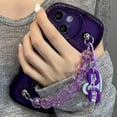 thumbnail image 3 of Compatible with iPhone Case,Cute Curly Wavy Shape Heart Camera Lens Protection Wristband Strap Bracelet Chain Clear Silicone Soft Shockproof Cover Phone Case (Purple,iPhone 12 Pro Max), 3 of 5