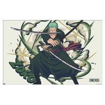One Piece: Fishman Island - Roronoa Zoro Three Swords Wall Poster, 14.725" x 22.375" Framed