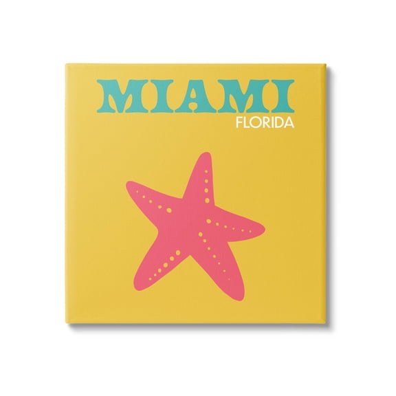 Stupell Industries Vivid Miami Starfish Silhouette Graphic Art Gallery Wrapped Canvas Print Wall Art, Design by The Saturday Evening Post
