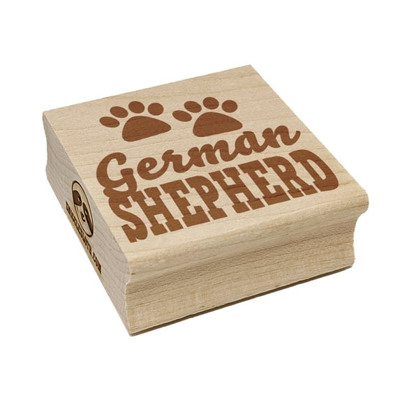 German Shepherd Dog Paw Prints Fun Text Square Rubber Stamp Stamping Scrapbooking Crafting - Medium 1.75in