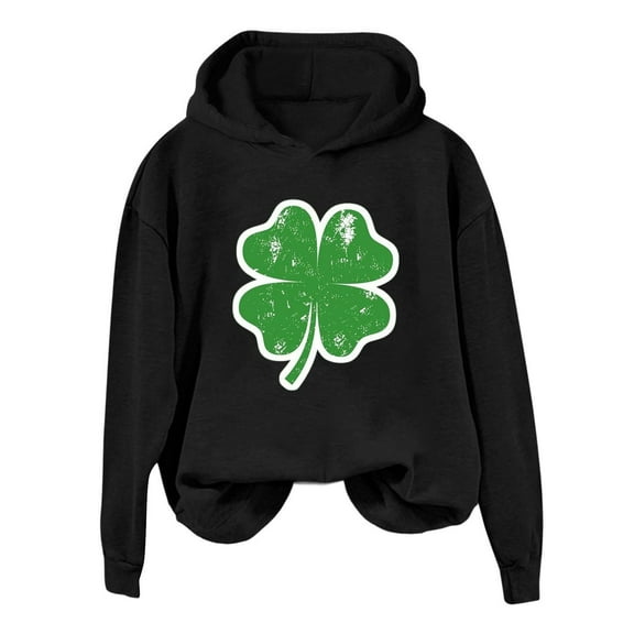 xixinqiwan Women's St. Patrick's Day Hoodies,Womens St. Patrick's Day Clover Print Hoodie Casual Long Sleeve Sweatshirt Irish Shamrock Pullover Tops
