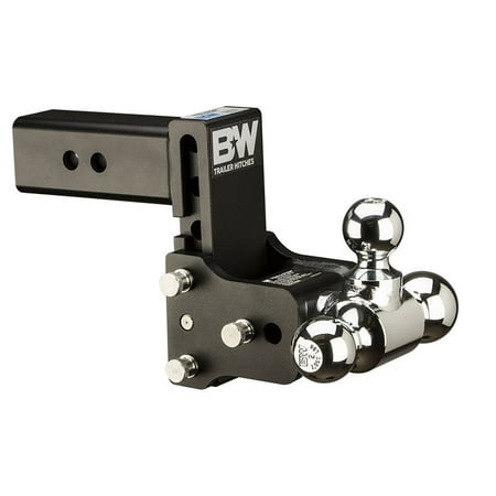 B TS20048B Tow and Stow 2.5 Inch Shank Tri Ball Hitch Mount with 5 Inch Drop